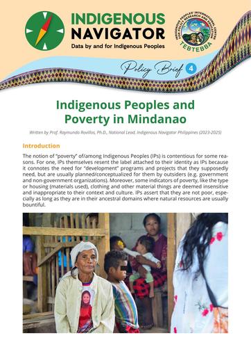 IN Policy Brief 4 - Indigenous Peoples and Poverty in Mindanao
