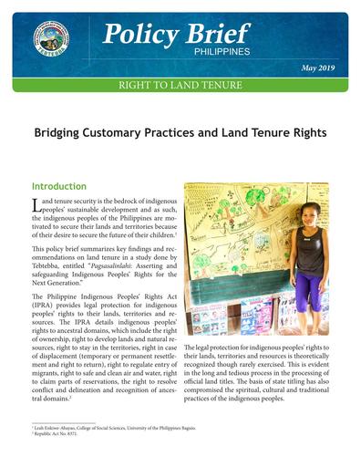 UNICEF Policy Brief Philippines - Right to Land Tenure